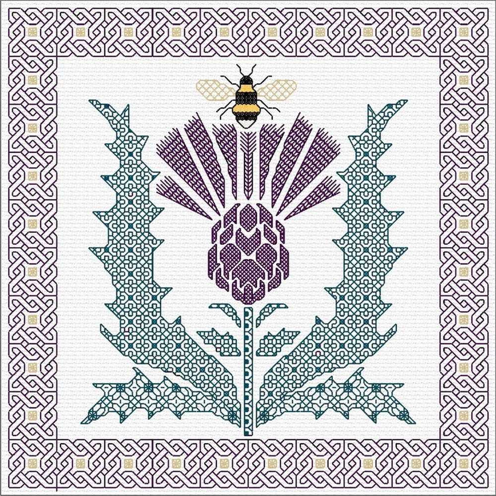 Blackwork Thistle With Bee  Kit  - Doodlecraft Design