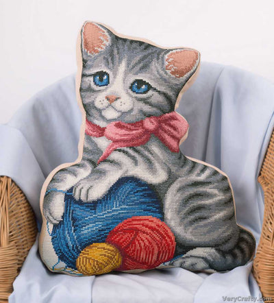 Kitten and Wool Cushion Cross Stitch Kit ~ PANNA