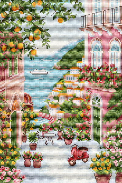 Positano Italy Postcard Collection Cross Stitch Kit ~ Luca S