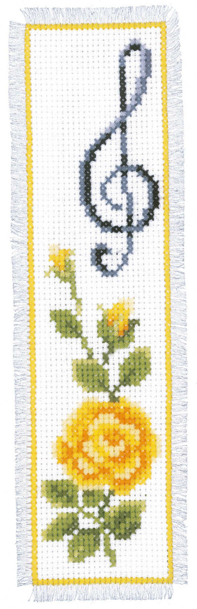 Bookmark: Rose & Treble Clef Cross Stitch Kit by Vervaco