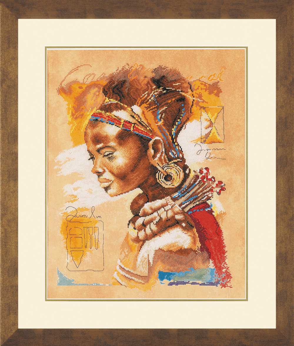 African Woman Counted Cross Stitch Kit Lanarte