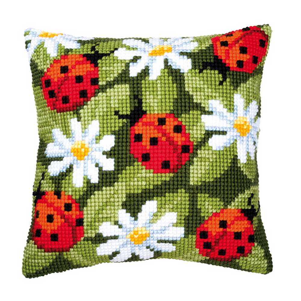 Ladybird Cushion Front Cross Stitch Kit Vervaco