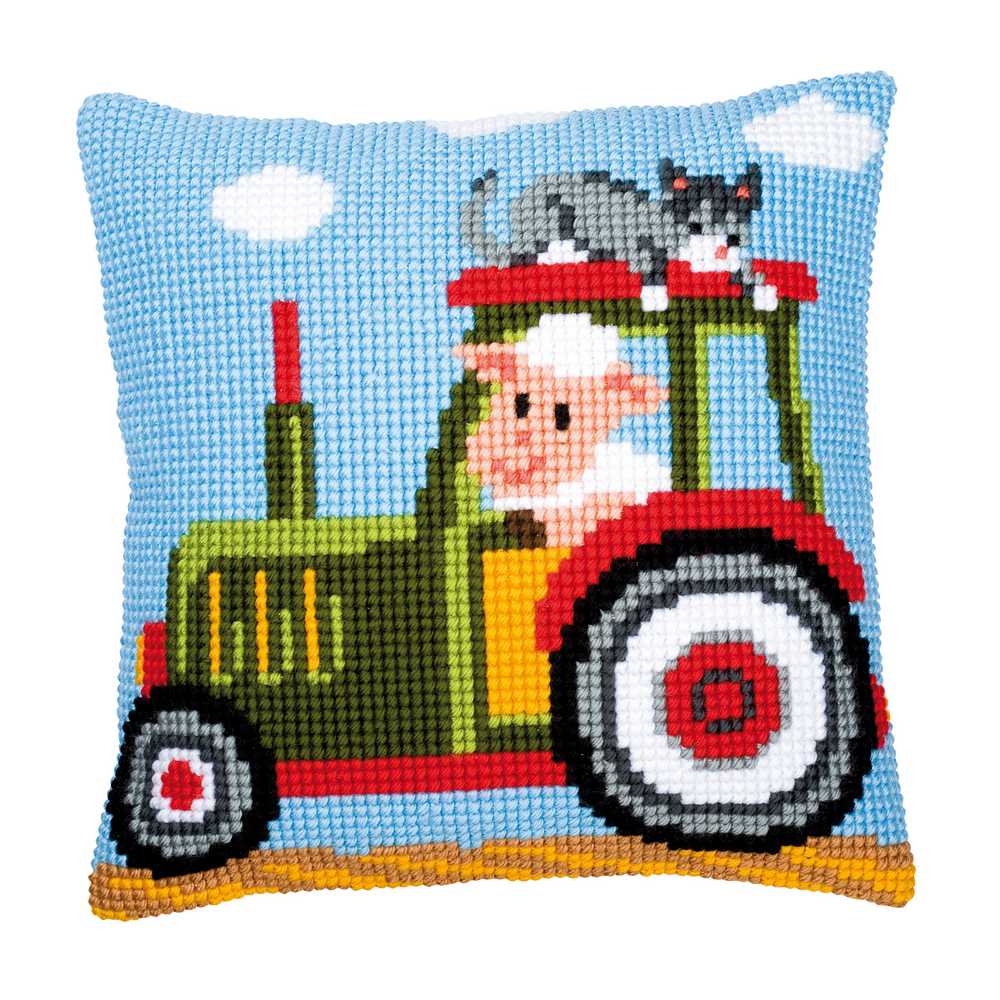 Tractor 1 Cushion Front Cross Stitch Kit Vervaco