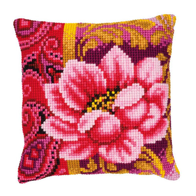 Pink Flower Cushion Front Cross Stitch Kit Vervaco