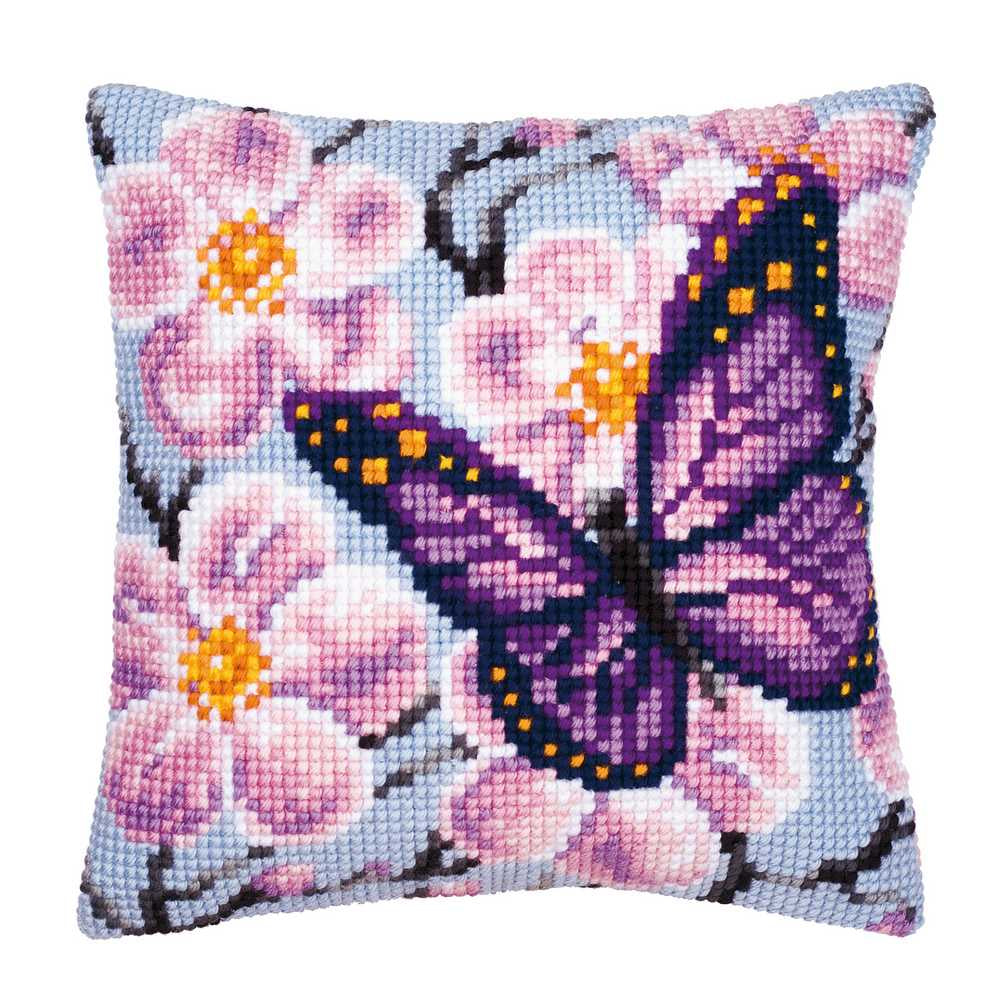 Butterfly Cushion Front Cross Stitch Kit Vervaco