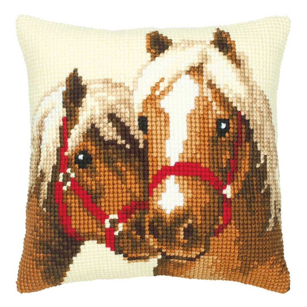 Horses Cushion Front Cross Stitch Kit Vervaco