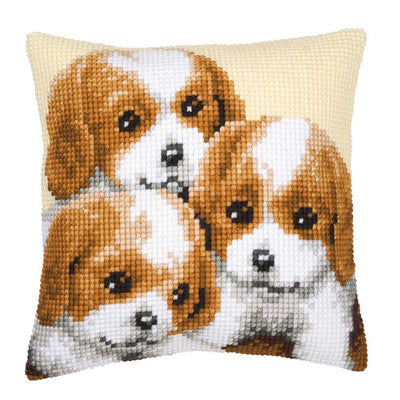 Puppies Cushion Front Cross Stitch Kit Vervaco