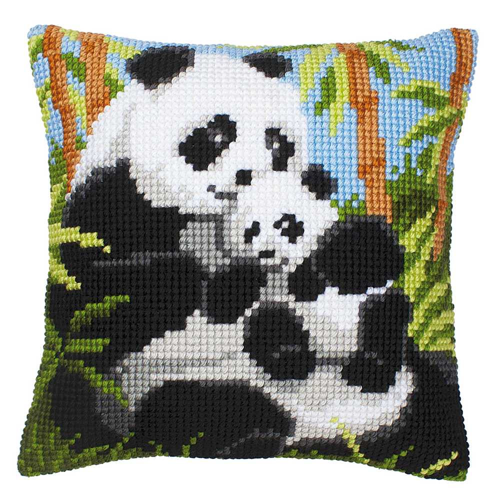 Panda Cushion Front Cross Stitch Kit Vervaco