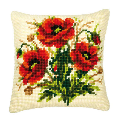 Poppies Cushion Front Cross Stitch Kit Vervaco