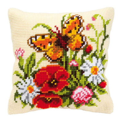 Butterfly Cushion Front Cross Stitch Kit Vervaco