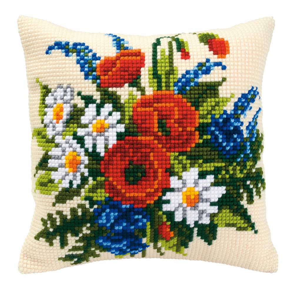 Mixed Flowers Cushion Front Cross Stitch Kit Vervaco