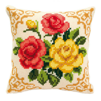 Mixed Roses Cushion Front Cross Stitch Kit Vervaco