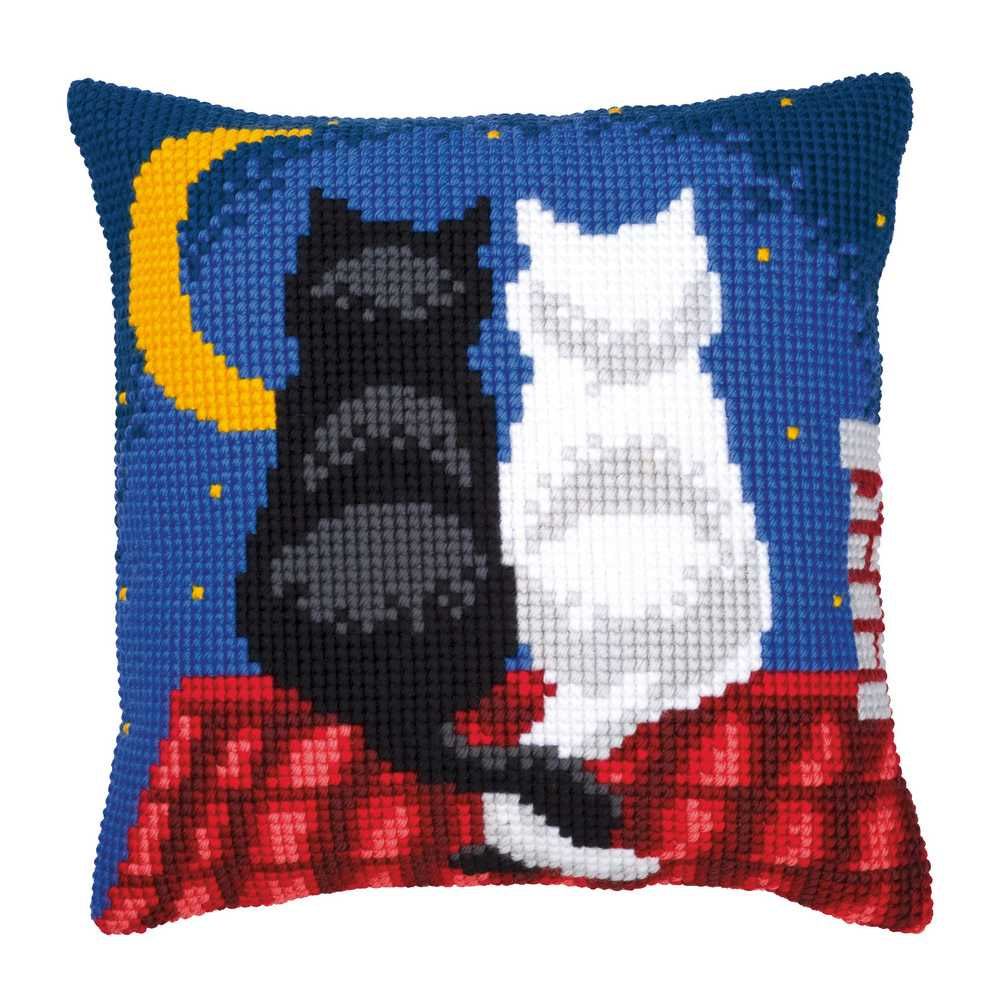 Roof Top Cats Cushion Front Cross Stitch Kit Vervaco