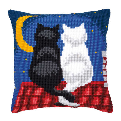 Roof Top Cats Cushion Front Cross Stitch Kit Vervaco