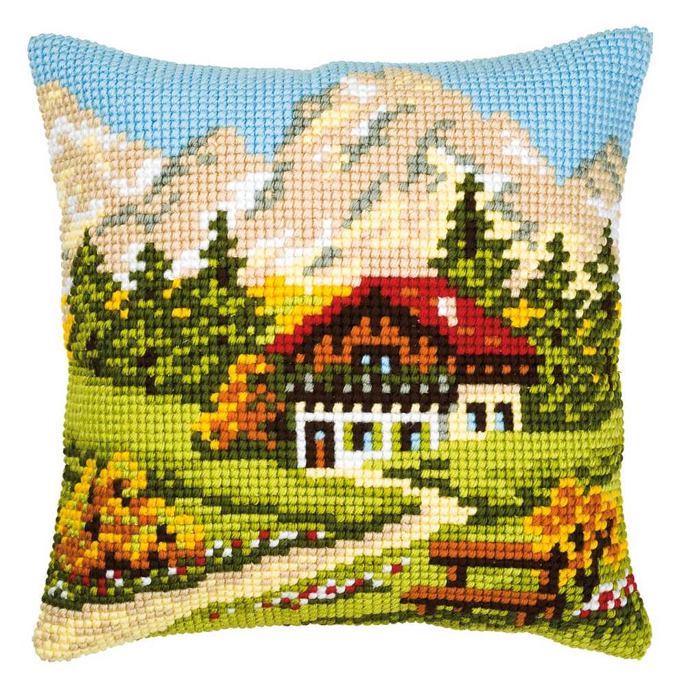 Mountain Scene Cushion Front Cross Stitch Kit Vervaco