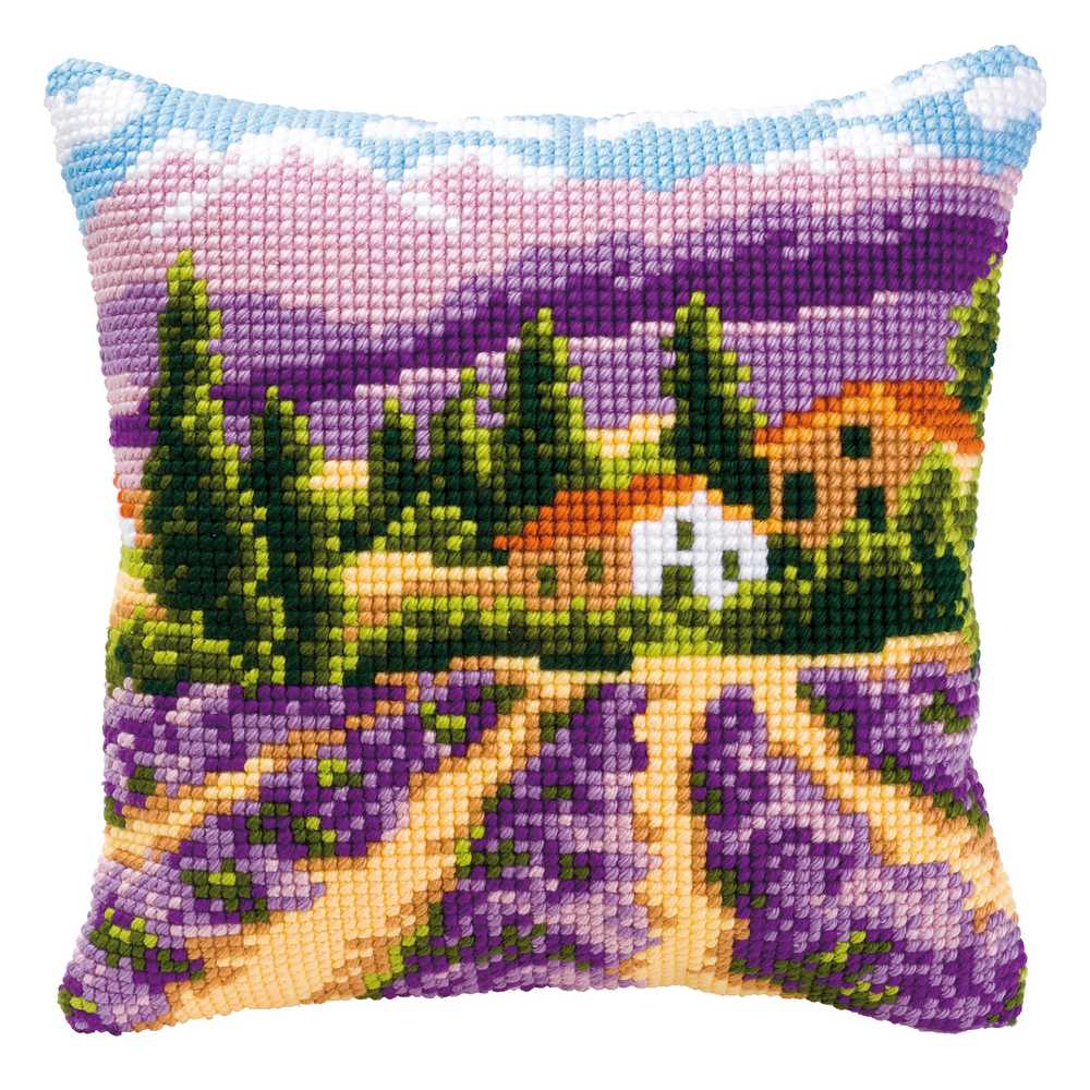 Lavender Fields Cushion Front Cross Stitch Kit Vervaco