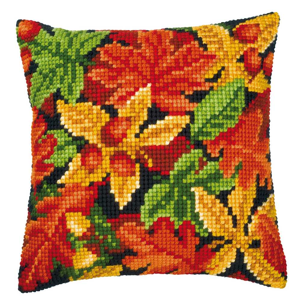 Autumn Leaves Cushion Front Cross Stitch Kit Vervaco