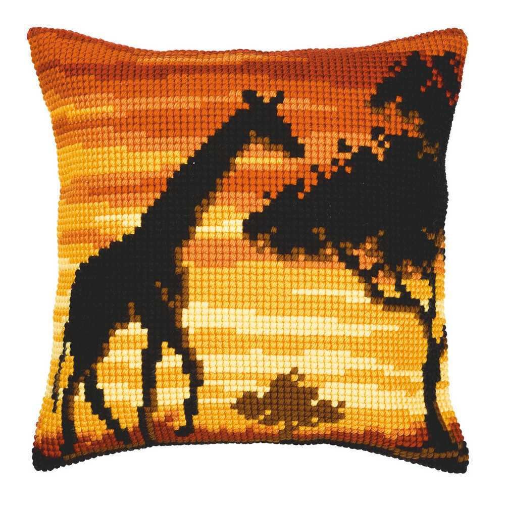 Sunset Giraffe Cushion Front Cross Stitch Kit Vervaco