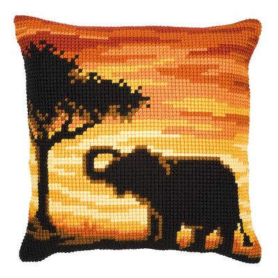 Sunset Elephant Cushion Front Cross Stitch Kit Vervaco