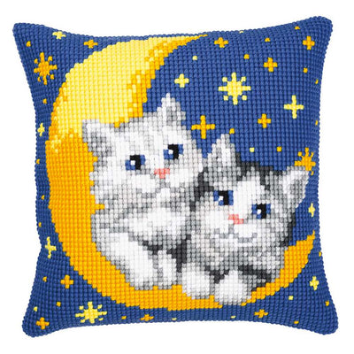 Moon And Kittens Cushion Front Cross Stitch Kit Vervaco