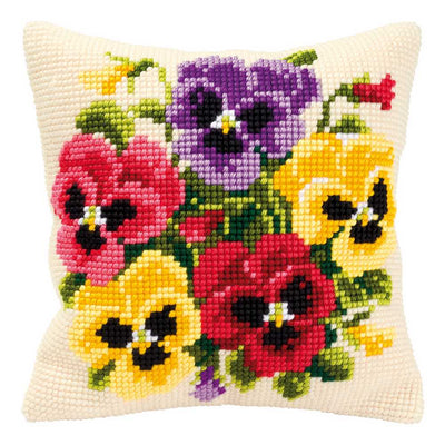 Pansy Posy Cushion Front Cross Stitch Kit Vervaco