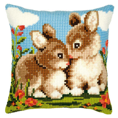 Rabbits Cushion Front Cross Stitch Kit Vervaco