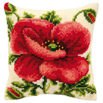 Oriental Poppy Cushion Front Cross Stitch Kit Vervaco