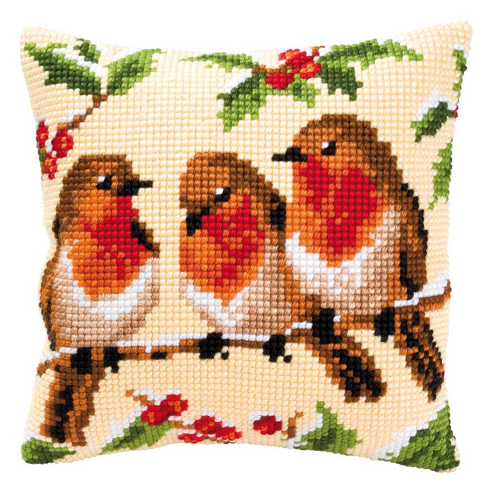 Robins Cushion Front Cross Stitch Kit Vervaco