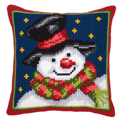 Snowman Cushion Front Cross Stitch Kit Vervaco