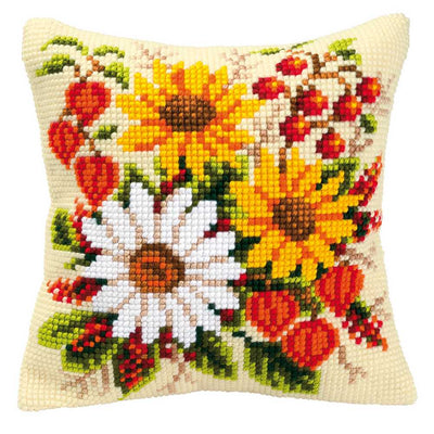 Mixed Flowers Cushion Front Cross Stitch Kit Vervaco