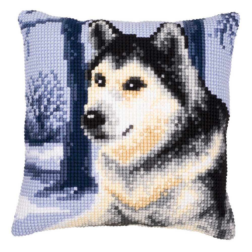 Husky Cushion Front Cross Stitch Kit Vervaco