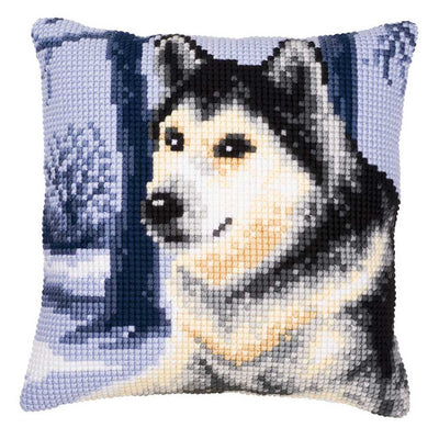 Husky Cushion Front Cross Stitch Kit Vervaco