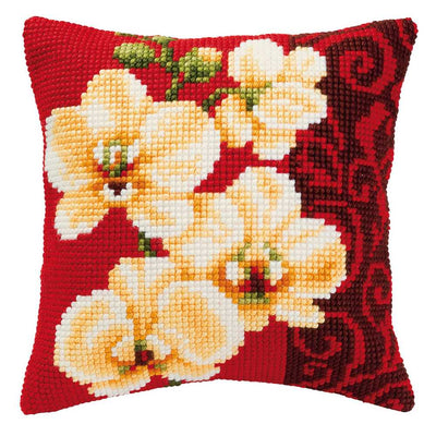 Orchid Cushion Front Cross Stitch Kit Vervaco