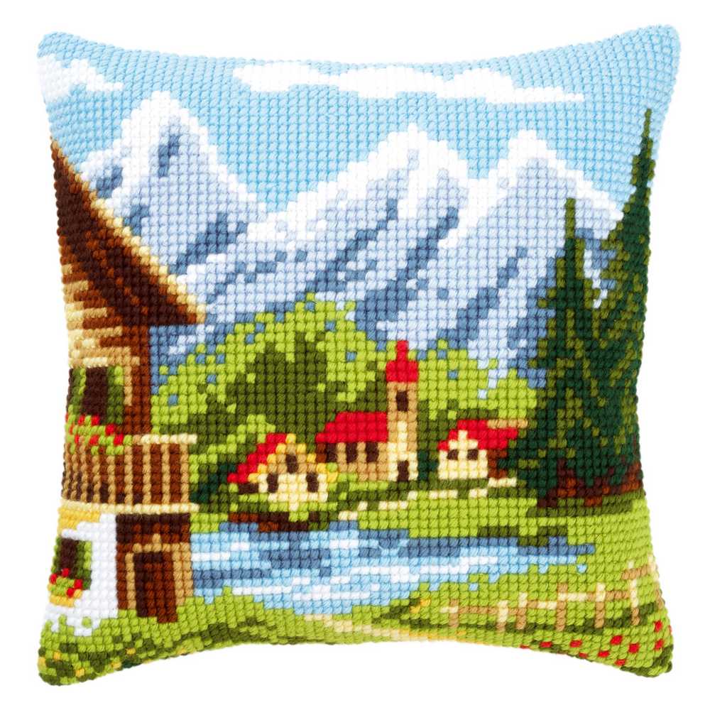 Alpine Village I Cushion Front Cross Stitch Kit Vervaco