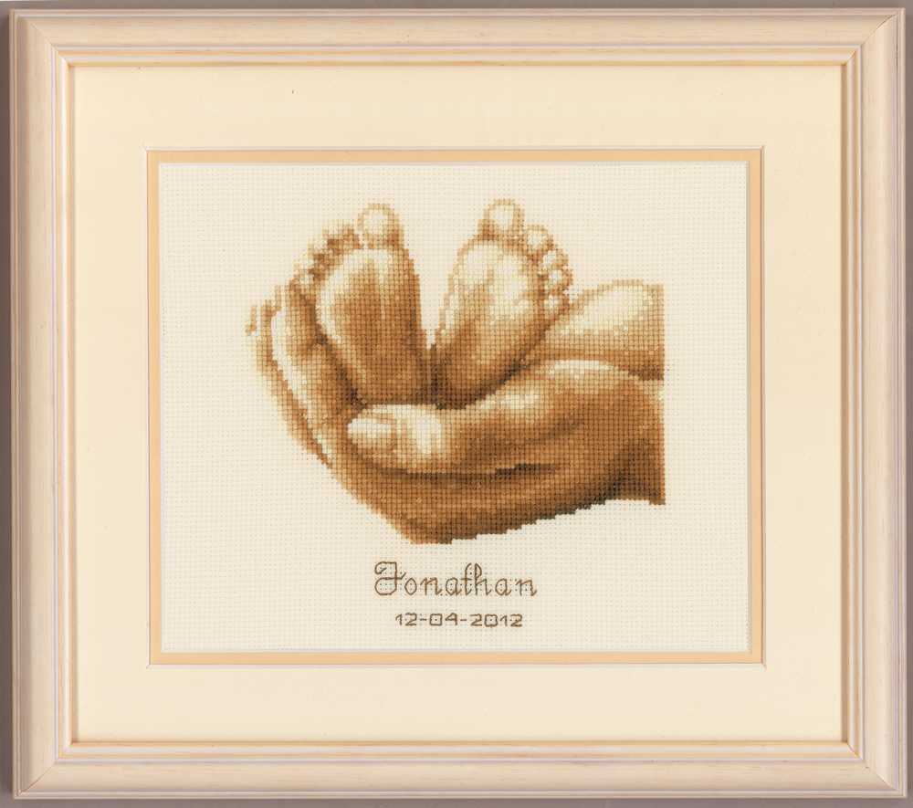 Birth Sampler Tiny Feet Cross Stitch Kit Vervaco