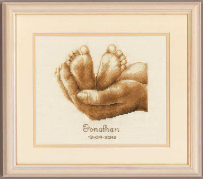 Birth Sampler Tiny Feet Cross Stitch Kit Vervaco