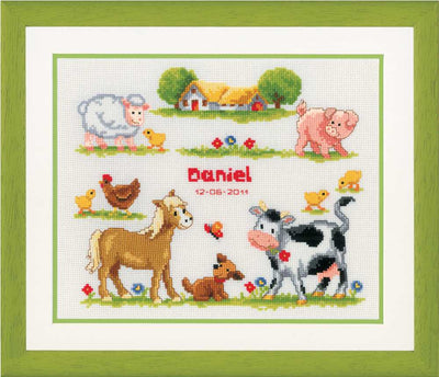 Birth Sampler Farm Yard Cross Stitch Kit Vervaco