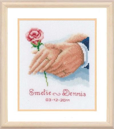 Wedding Sampler Holding Hands Cross Stitch Kit Vervaco