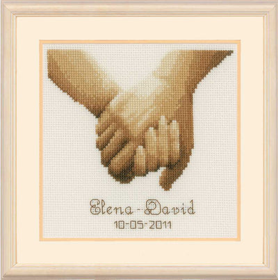 Wedding Sampler Holding Hands Cross Stitch Kit Vervaco