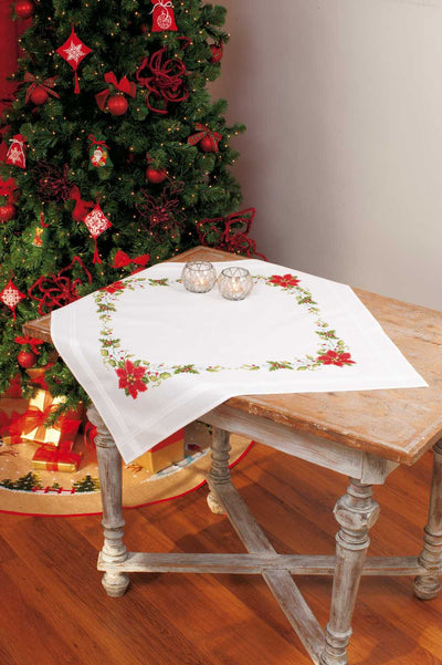 Tablecloth: Poinsettia Embroidery Kit Vervaco