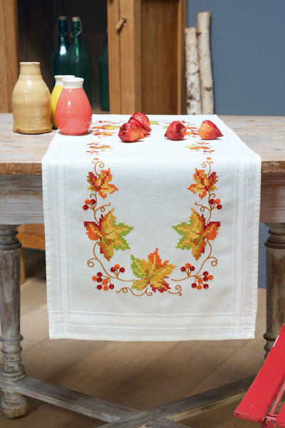 Vervaco Embroidery Table Runner Kit - Autumn Leaves