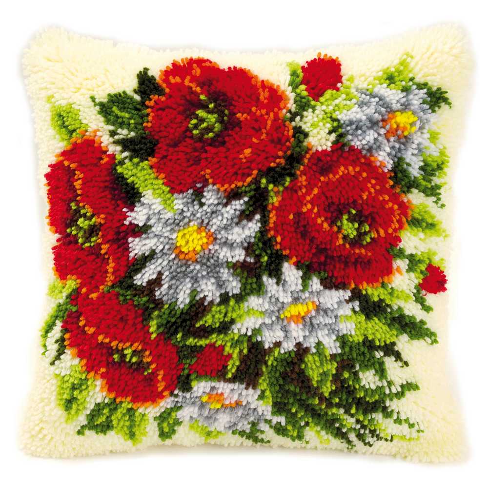 Vervaco Latch Hook Kit: Cushion: Poppies