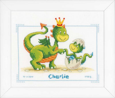 Cross Stitch Kit: Birth Sampler Dragons Cross Stitch Kit Vervaco