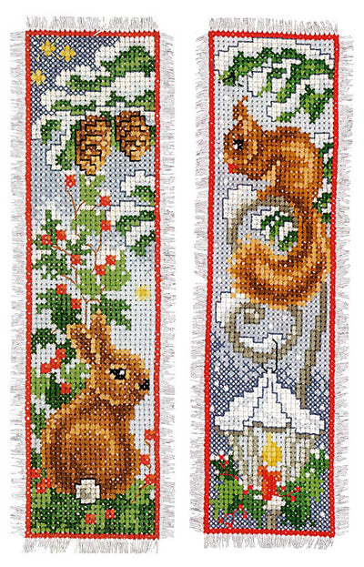 Rabbit and Squirrel 2 Bookmarks Cross Stitch Kit - Vervaco