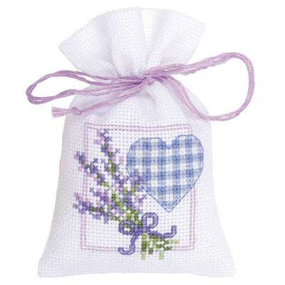Pot-Pourri Bag: Lavender Heart Cross Stitch Kit by Vervaco