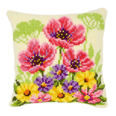 Poppies Cushion Front Cross Stitch Kit Vervaco