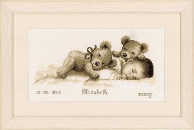 Sleeping With Teddy Cross Stitch Kit Vervaco