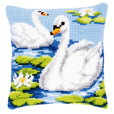 Swan Cushion Front Cross Stitch Kit Vervaco