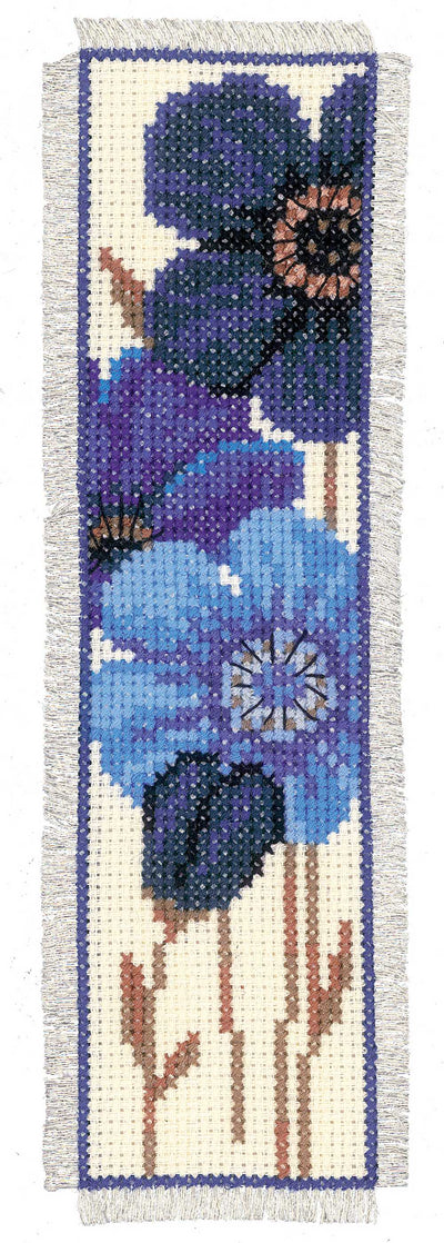 Blue Flowers - 2 Book Mark Cross Stitch Kit Vervaco