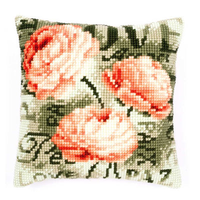 Peony Cushion Front Cross Stitch Kit Vervaco